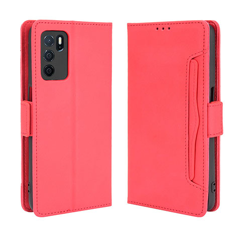 Custodia Portafoglio In Pelle Cover con Supporto BY3 per Oppo A16 Rosso