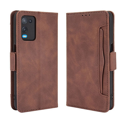 Custodia Portafoglio In Pelle Cover con Supporto BY3 per Oppo A54 4G Marrone