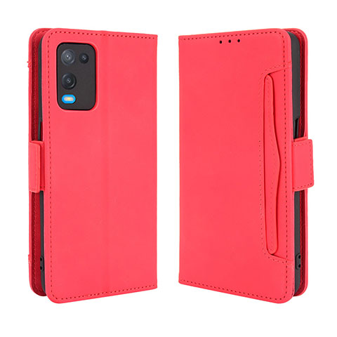 Custodia Portafoglio In Pelle Cover con Supporto BY3 per Oppo A54 4G Rosso