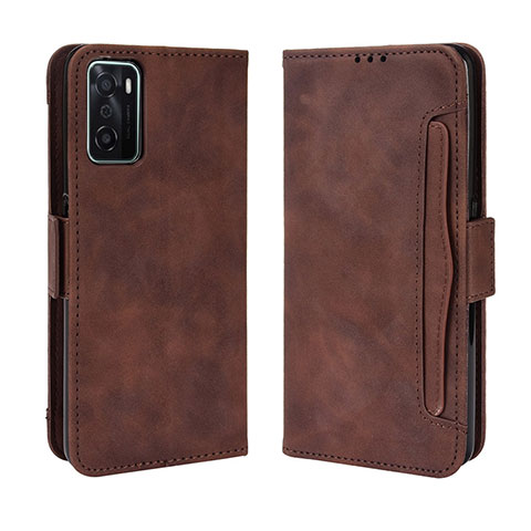 Custodia Portafoglio In Pelle Cover con Supporto BY3 per Oppo A55S 5G Marrone