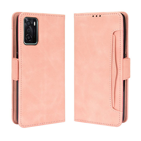 Custodia Portafoglio In Pelle Cover con Supporto BY3 per Oppo A55S 5G Rosa