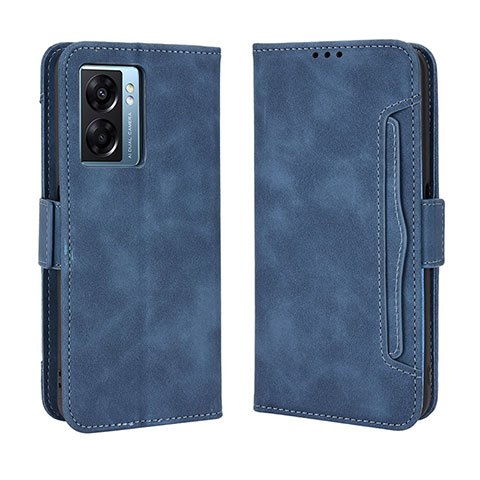 Custodia Portafoglio In Pelle Cover con Supporto BY3 per Oppo A57 5G Blu