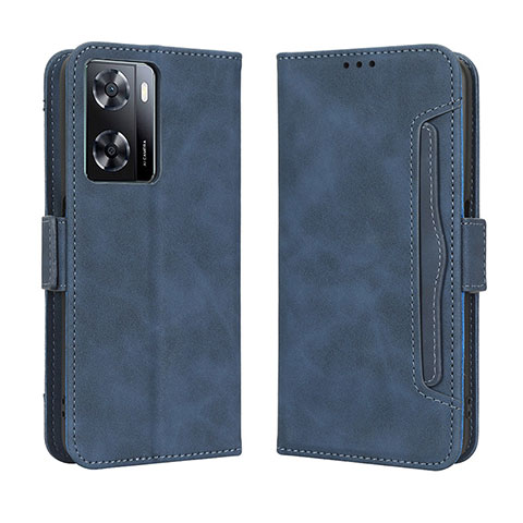 Custodia Portafoglio In Pelle Cover con Supporto BY3 per Oppo A57s Blu