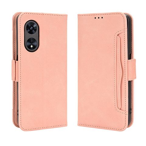 Custodia Portafoglio In Pelle Cover con Supporto BY3 per Oppo A58 4G Rosa