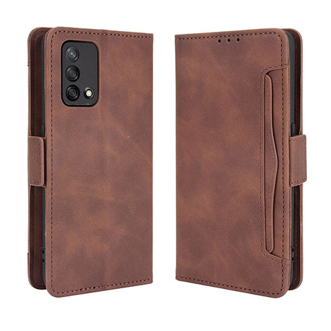 Custodia Portafoglio In Pelle Cover con Supporto BY3 per Oppo A74 4G Marrone