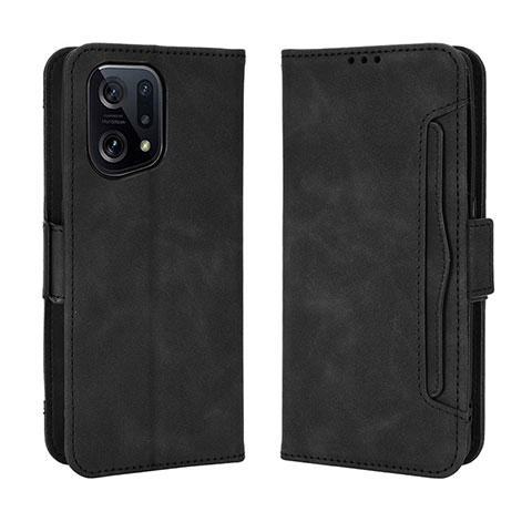 Custodia Portafoglio In Pelle Cover con Supporto BY3 per Oppo Find X5 5G Nero