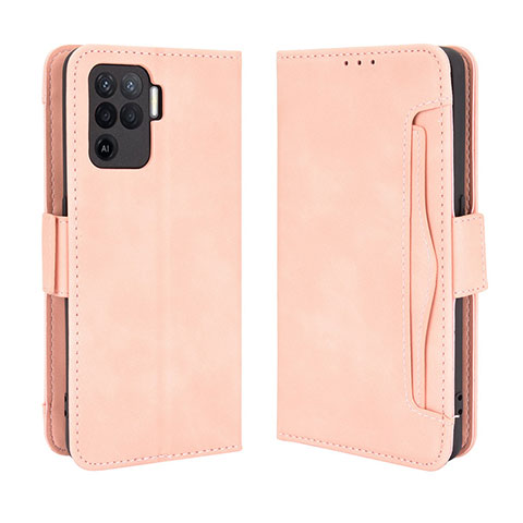 Custodia Portafoglio In Pelle Cover con Supporto BY3 per Oppo Reno5 F Rosa