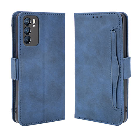 Custodia Portafoglio In Pelle Cover con Supporto BY3 per Oppo Reno6 5G Blu