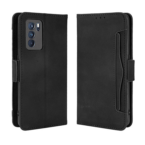 Custodia Portafoglio In Pelle Cover con Supporto BY3 per Oppo Reno6 Pro 5G India Nero