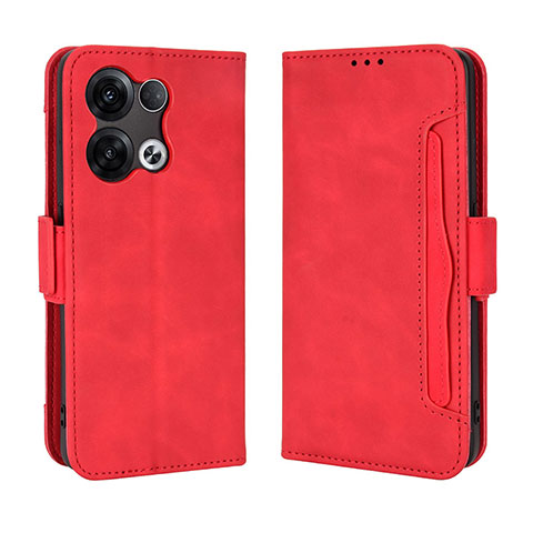 Custodia Portafoglio In Pelle Cover con Supporto BY3 per Oppo Reno8 5G Rosso