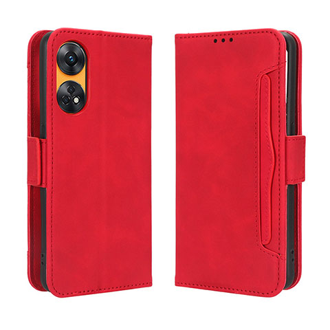 Custodia Portafoglio In Pelle Cover con Supporto BY3 per Oppo Reno8 T 4G Rosso