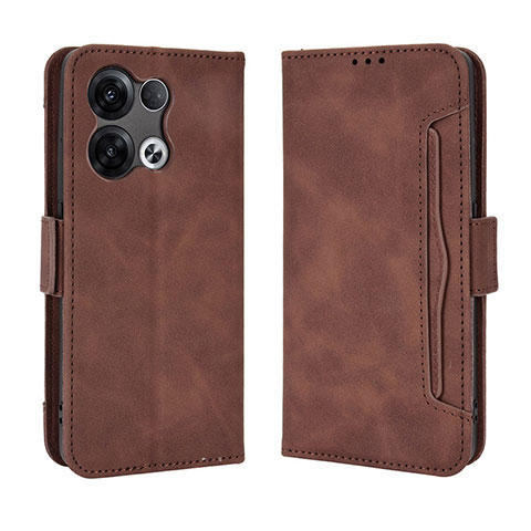 Custodia Portafoglio In Pelle Cover con Supporto BY3 per Oppo Reno9 Pro 5G Marrone