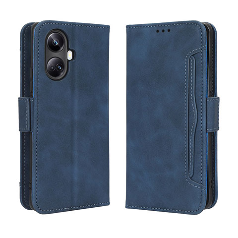 Custodia Portafoglio In Pelle Cover con Supporto BY3 per Realme 10 Pro+ Plus 5G Blu