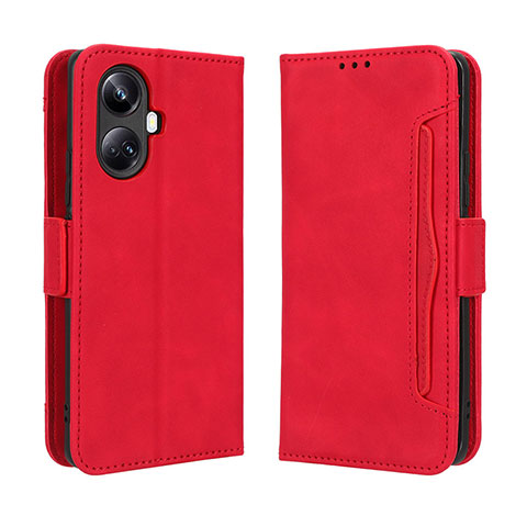 Custodia Portafoglio In Pelle Cover con Supporto BY3 per Realme 10 Pro+ Plus 5G Rosso