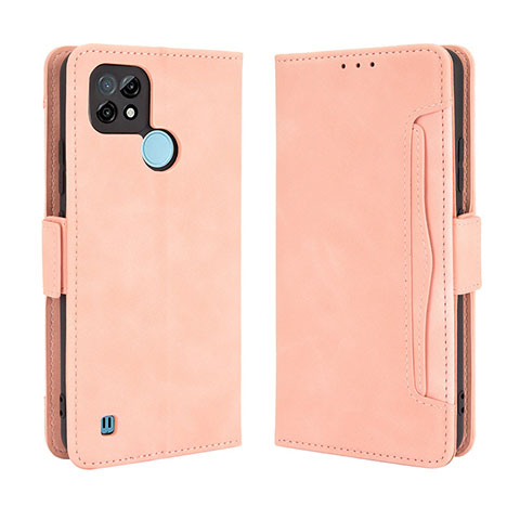 Custodia Portafoglio In Pelle Cover con Supporto BY3 per Realme C21 Rosa