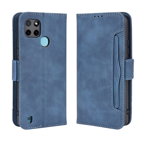 Custodia Portafoglio In Pelle Cover con Supporto BY3 per Realme C21Y Blu