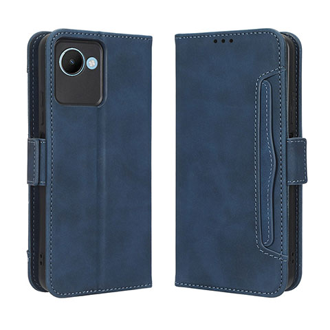 Custodia Portafoglio In Pelle Cover con Supporto BY3 per Realme C30s Blu