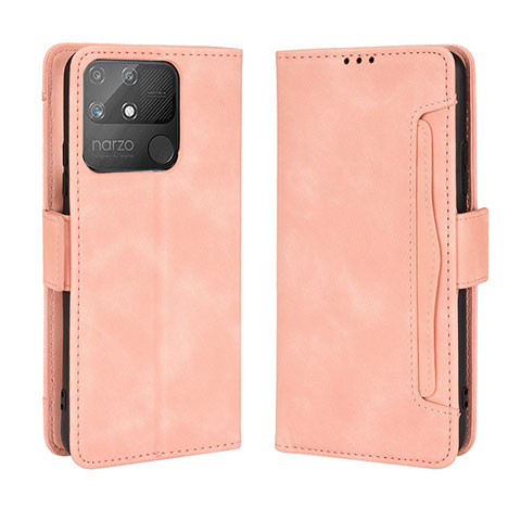 Custodia Portafoglio In Pelle Cover con Supporto BY3 per Realme Narzo 50A Rosa