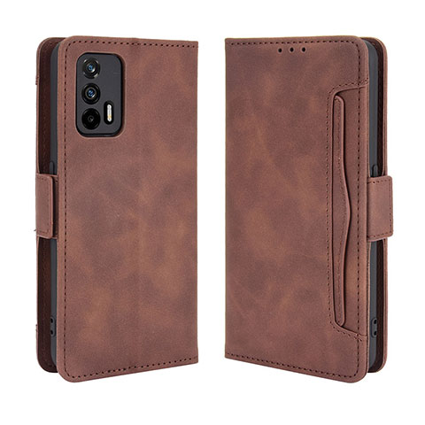 Custodia Portafoglio In Pelle Cover con Supporto BY3 per Realme X7 Max 5G Marrone