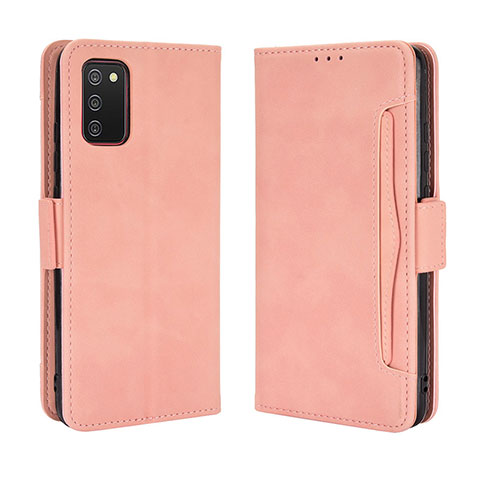 Custodia Portafoglio In Pelle Cover con Supporto BY3 per Samsung Galaxy A02s Rosa