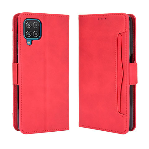 Custodia Portafoglio In Pelle Cover con Supporto BY3 per Samsung Galaxy A12 Rosso