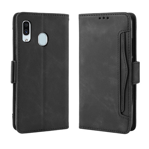 Custodia Portafoglio In Pelle Cover con Supporto BY3 per Samsung Galaxy A20 Nero