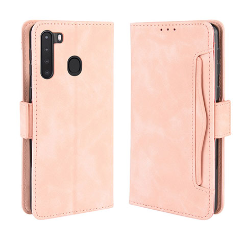 Custodia Portafoglio In Pelle Cover con Supporto BY3 per Samsung Galaxy A21 Rosa