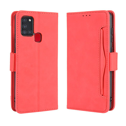 Custodia Portafoglio In Pelle Cover con Supporto BY3 per Samsung Galaxy A21s Rosso