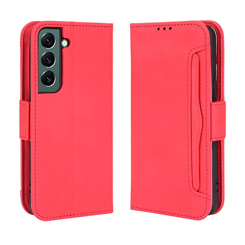 Custodia Portafoglio In Pelle Cover con Supporto BY3 per Samsung Galaxy S22 5G Rosso