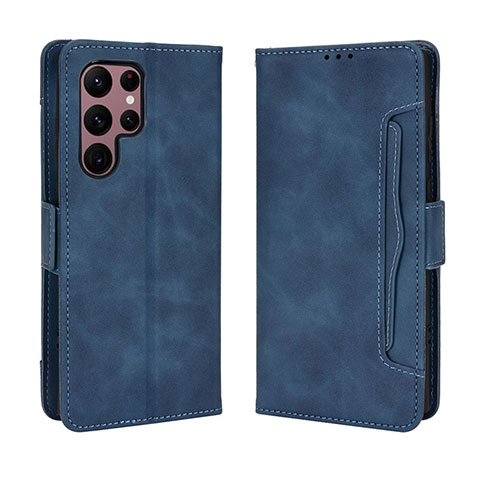 Custodia Portafoglio In Pelle Cover con Supporto BY3 per Samsung Galaxy S24 Ultra 5G Blu