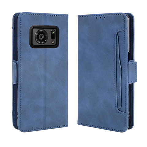 Custodia Portafoglio In Pelle Cover con Supporto BY3 per Sharp Aquos R6 Blu