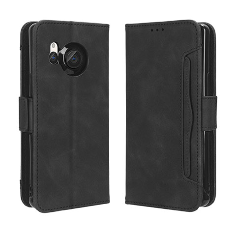 Custodia Portafoglio In Pelle Cover con Supporto BY3 per Sharp Aquos R8 Nero