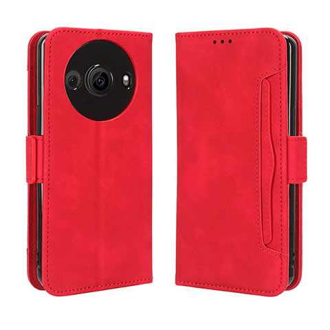 Custodia Portafoglio In Pelle Cover con Supporto BY3 per Sharp Aquos R8 Pro Rosso
