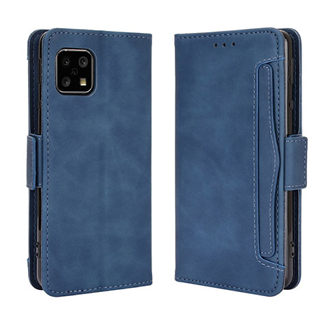 Custodia Portafoglio In Pelle Cover con Supporto BY3 per Sharp Aquos Sense4 Blu