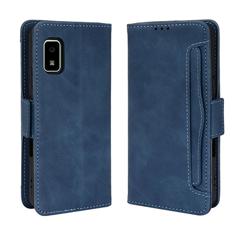 Custodia Portafoglio In Pelle Cover con Supporto BY3 per Sharp Aquos wish Blu