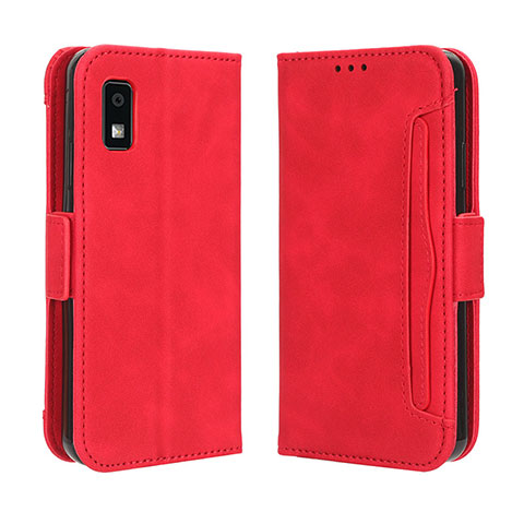 Custodia Portafoglio In Pelle Cover con Supporto BY3 per Sharp Aquos wish3 Rosso