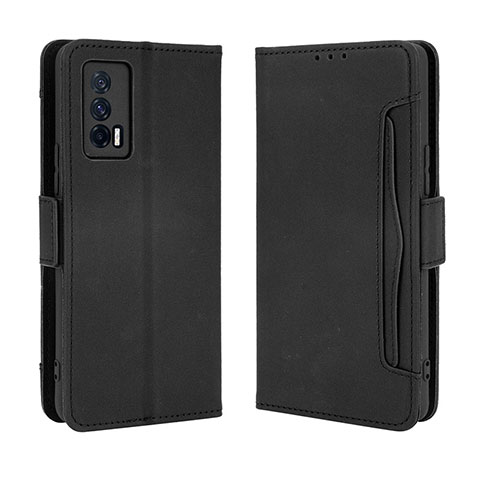 Custodia Portafoglio In Pelle Cover con Supporto BY3 per Vivo iQOO 7 India 5G Nero