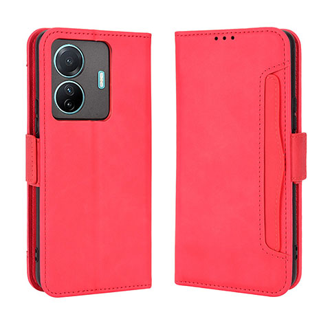 Custodia Portafoglio In Pelle Cover con Supporto BY3 per Vivo iQOO Z6 Pro 5G Rosso