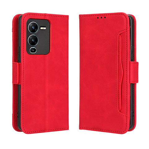 Custodia Portafoglio In Pelle Cover con Supporto BY3 per Vivo V25 Pro 5G Rosso