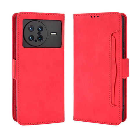 Custodia Portafoglio In Pelle Cover con Supporto BY3 per Vivo X Note Rosso