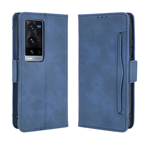 Custodia Portafoglio In Pelle Cover con Supporto BY3 per Vivo X60 Pro+ Plus 5G Blu