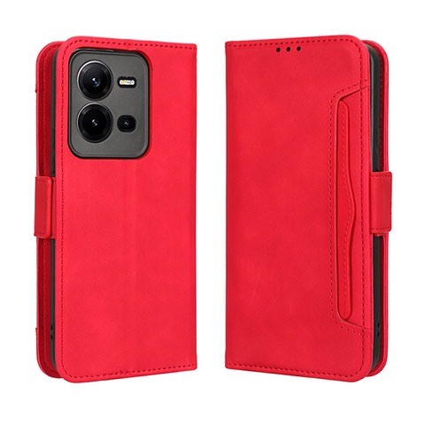 Custodia Portafoglio In Pelle Cover con Supporto BY3 per Vivo X80 Lite 5G Rosso