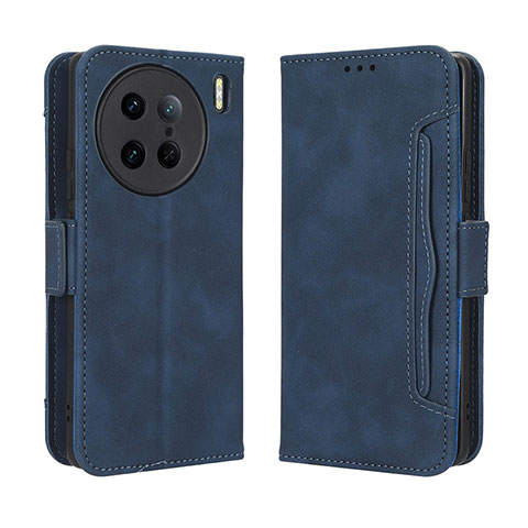 Custodia Portafoglio In Pelle Cover con Supporto BY3 per Vivo X90 Pro 5G Blu