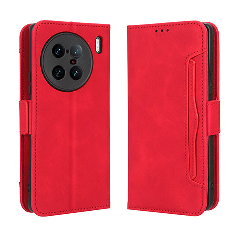 Custodia Portafoglio In Pelle Cover con Supporto BY3 per Vivo X90 Pro+ Plus 5G Rosso