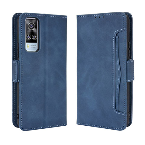 Custodia Portafoglio In Pelle Cover con Supporto BY3 per Vivo Y53s 4G Blu