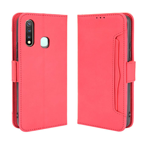 Custodia Portafoglio In Pelle Cover con Supporto BY3 per Vivo Y5s Rosso