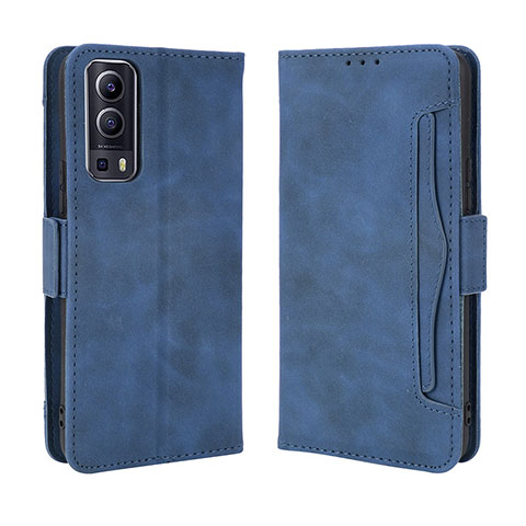 Custodia Portafoglio In Pelle Cover con Supporto BY3 per Vivo Y75s 5G Blu