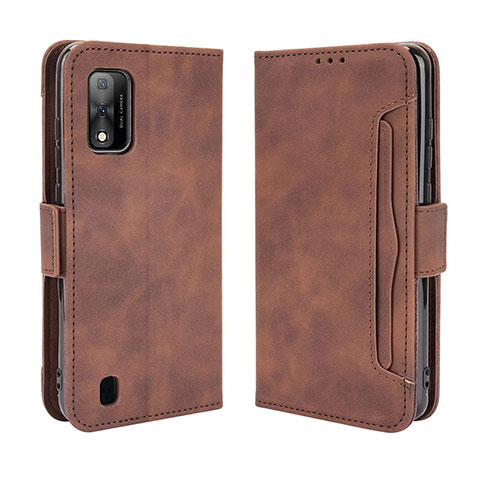 Custodia Portafoglio In Pelle Cover con Supporto BY3 per Wiko Ride 3 Marrone