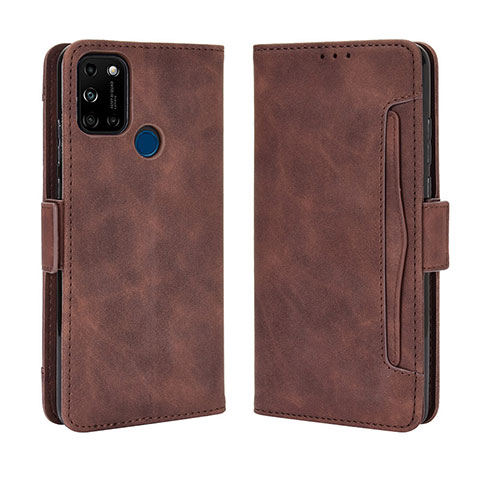 Custodia Portafoglio In Pelle Cover con Supporto BY3 per Wiko View5 Plus Marrone