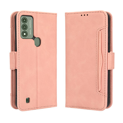 Custodia Portafoglio In Pelle Cover con Supporto BY3 per Wiko Voix Rosa